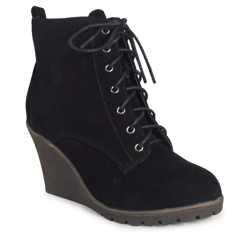 womens black wedge boots